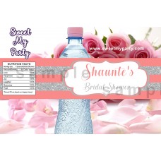 Silver Coral Bridal Shower Water Bottle Labels, Glitter Glossy Bridal Shower water bottle labels,(14)